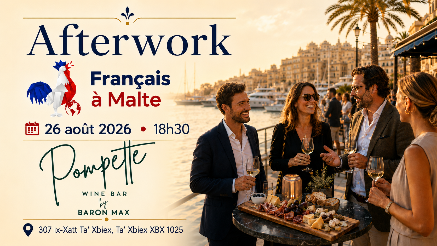 🥂 Afterwork Français à Malte – 26 août 2026